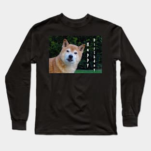 happy birthday shiba inu Long Sleeve T-Shirt